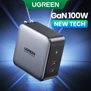 Bộ sạc tường USB C UGREEN 100W, Khối sạc có thể gập lại Nexode GaN 2 cổng Tương thích với MacBook Pro / Air, iPad Pro / Mini, iPhone, Dell XPS, Samsung Galaxy S24 Ultra, Pixel và hơn thế nữa