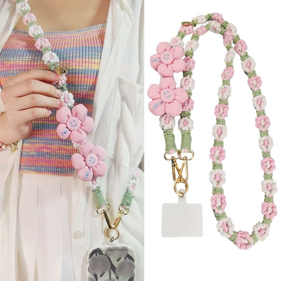Phụ kiện điện thoại di động Dây đeo chéo dài Dây đeo vai chống mất Dây đeo vai dệt tay Người ảnh hưởng Túi hoa cúc nhỏ Dây treo điện thoại di động Dây treo chống sốc Điện thoại di động