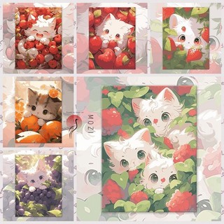 MOZI✨30 * 40cm / 40 * 50cm con mèo tranh tô màu theo số tranh số hóa tranh sơn dầu số hoá Số Mèo Tranh Sơn Dầu Tự Làm Chán Giảm Tranh Handmade Tranh Hoạt Hình Tranh Tô Màu Tranh Vẽ Tay Tranh Acrylic Tranh Sơn Dầu