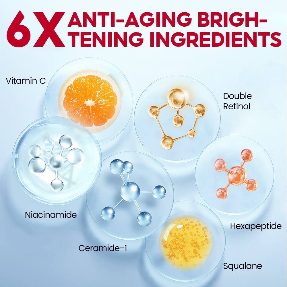 Ảnh Vitamin C+Retinol Bộ VIBRANT GLAMOUR（Serum+Kem）Làm trắng Chống lão hóa da Trẻ hóa đều màu da 4pcs 3