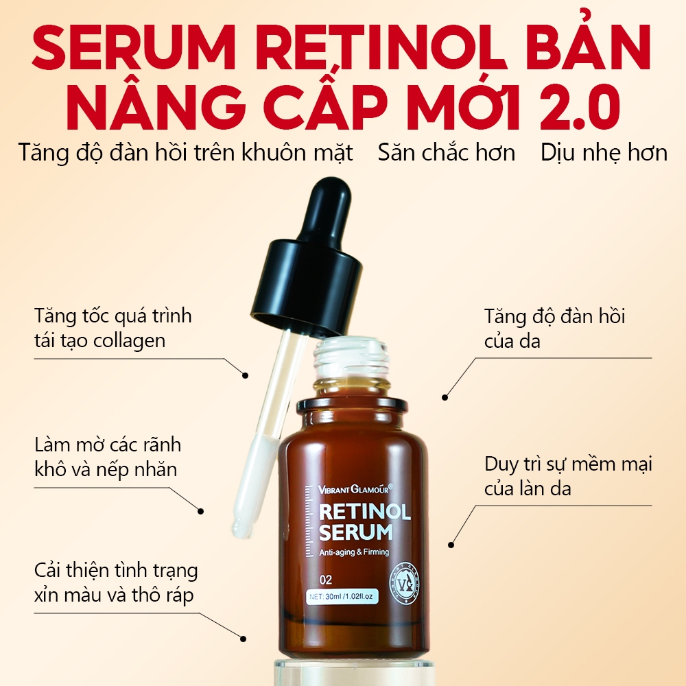 Ảnh 2.5% Gấp Đôi Retinol Tinh Chất VIBRANT GLAMOUR Chống lão hóa Giảm nếp nhăn Da săn chắc Làm sáng vết thâm 30ml 3