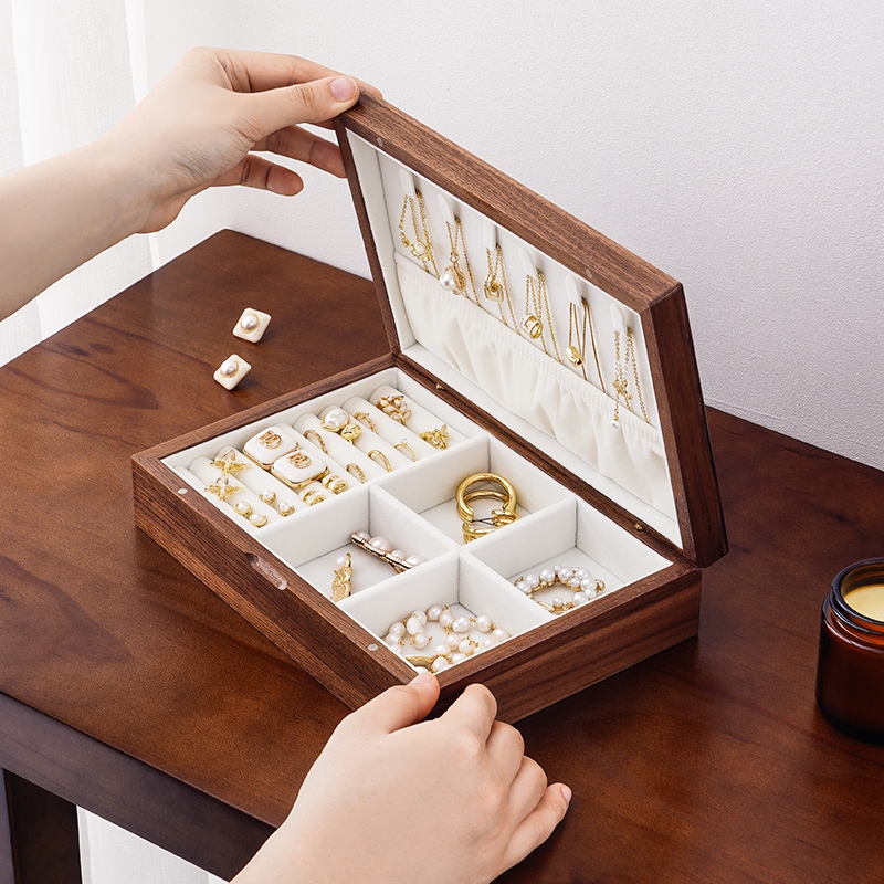 Casegrace Hộp Gỗ Đựng Trang Sức Trưng Bày Phối Nhung Sang Trọng