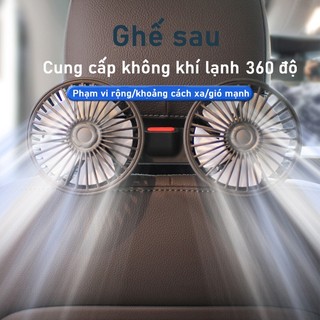 quạt máy đôi SEAMETAL USB Quạt điện hai đầu Ô tô hàng sau Ghế nhỏ có thể sạc lại-Fan Điều chỉnh 360 độ cho người hâm mộ mạnh mẽ Sử dụng phổ biến