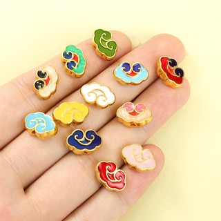 10 Chiếc Phong Cách Trung Hoa Cloisonne Mây Tốt Lành Men Miếng Đệm Hạt Cho DIY Bện Dây Đỏ Vòng Tay Kẹp Tóc Vương Miện Tua Rua Trang Trí Phong Cách Cổ Trang Sức Làm Hạt Hợp Kim