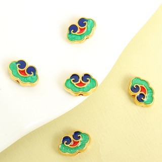 10 Chiếc Phong Cách Trung Hoa Cloisonne Mây Tốt Lành Men Miếng Đệm Hạt Cho DIY Bện Dây Đỏ Vòng Tay Kẹp Tóc Vương Miện Tua Rua Trang Trí Phong Cách Cổ Trang Sức Làm Hạt Hợp Kim