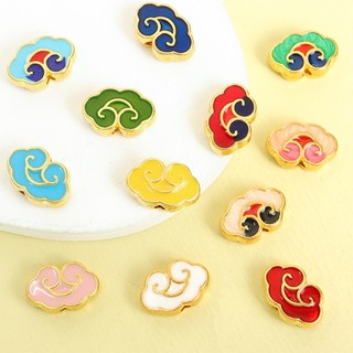 10 Chiếc Phong Cách Trung Hoa Cloisonne Mây Tốt Lành Men Miếng Đệm Hạt Cho DIY Bện Dây Đỏ Vòng Tay Kẹp Tóc Vương Miện Tua Rua Trang Trí Phong Cách Cổ Trang Sức Làm Hạt Hợp Kim