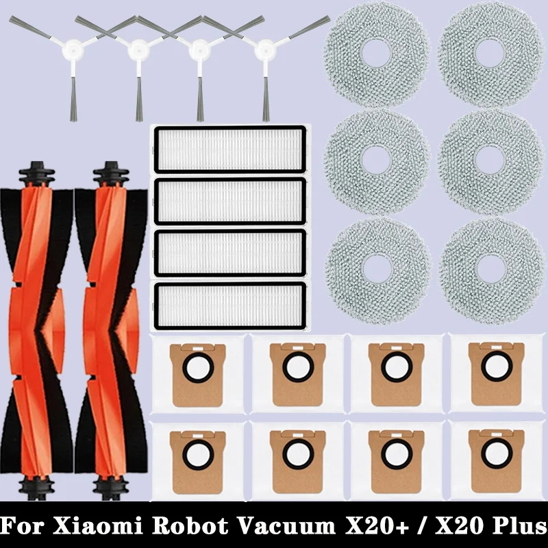 Robot hút bụi Xiaomi X20 + / X20 plus Lưới lọc, Bàn chải con lăn, Rag Side, Túi đựng bụi