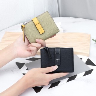Phong Cách Mới Chính Hãng Ví Da Nữ Có Thể Gập Lại Thẻ Ngắn Có Dây Kéo Ví Đựng Tiền Xu Lớp Đầu Tiên Da Bò Mini Ví Nhỏ Quà Tặng Nữ