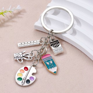Cổ Điển Vẽ Ban Paintbrush Crayon Apple Men Móc Khóa Dành Cho Bạn Bè Giáo Viên Ngày Của Giáo Viên Quà Tặng Handmade Trang Sức