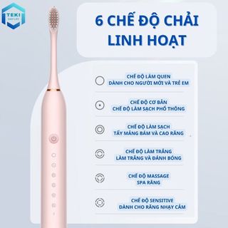 Bàn Chải Điện Đa Năng Thông Minh Máy Đánh Răng Sóng Âm Tặng Kèm 4 Đầu Thay Thế Electric Toothbrush【Chiosala12】