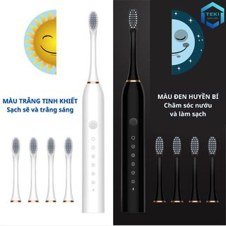 Bàn Chải Điện Đa Năng Thông Minh Máy Đánh Răng Sóng Âm Tặng Kèm 4 Đầu Thay Thế Electric Toothbrush【Chiosala12】