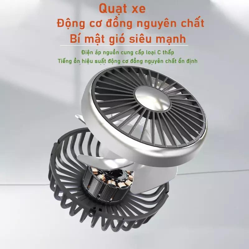 quạt ô tô usb SEAMETAL quạt xe ô tô 12V mini Xoay 360 độ Quạt 3 tốc độ có thể điều chỉnh