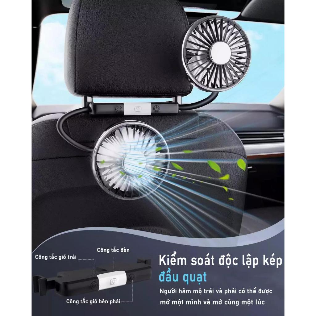 quạt ô tô usb SEAMETAL quạt xe ô tô 12V mini Xoay 360 độ Quạt 3 tốc độ có thể điều chỉnh
