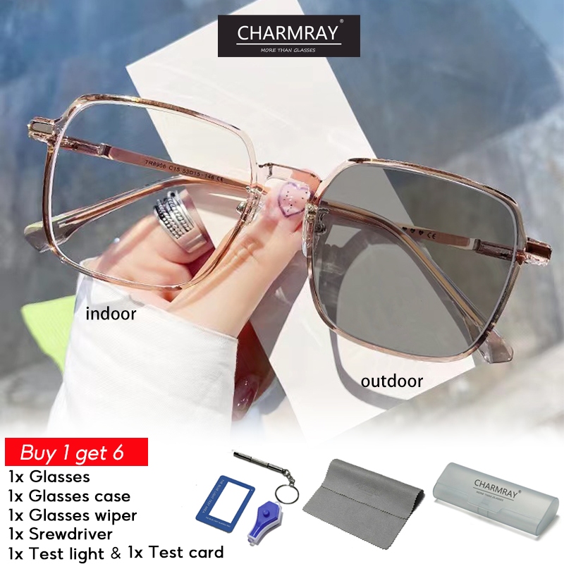 Kính mát CHARMRAY chống bức xạ gọng vuông cho nam và nữ