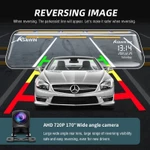 Asawin 24 Giờ Tầm Nhìn Ban Đêm Toàn Màn Hình Ống Kính Kép Gương Chiếu Hậu Dash Cam Recorder HD 1080P Cảm Ứng Đảo Chiều Phía Sau 10 " — ảnh 2
