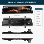 Asawin 24 Giờ Tầm Nhìn Ban Đêm Toàn Màn Hình Ống Kính Kép Gương Chiếu Hậu Dash Cam Recorder HD 1080P Cảm Ứng Đảo Chiều Phía Sau 10 " — ảnh 8