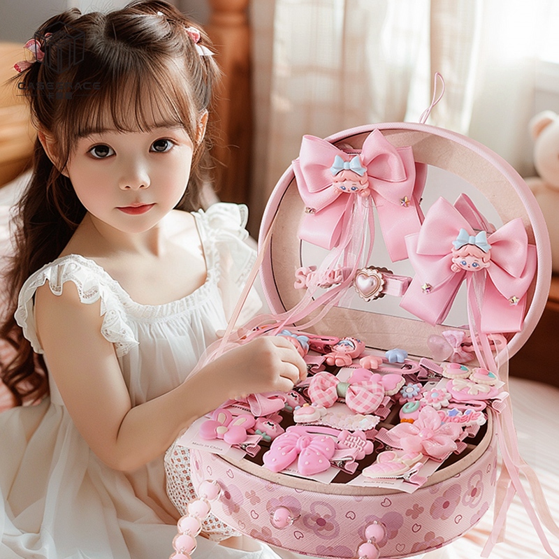Hộp đựng đồ trang sức CASEGRACE với trẻ em Phụ kiện tóc cho bé gái Dây buộc tóc Priness Kẹp tóc Vòng đồ chơi để giả vờ chơi & trang điểm Đồ trang sức sắp xếp Quà tặng sinh nhật cho trẻ mới biết đi Bé gái