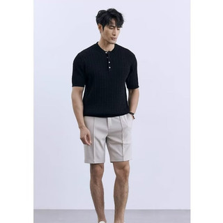 Hàn Quốc Mùa Hè Hàn Quốc Họa Tiết Gai Dầu Băng Lụa Áo Len Tay Ngắn Nam Nhẹ Trưởng Thành Slim-Fit Cổ Tròn Mồ Hôi