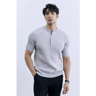 Hàn Quốc Mùa Hè Hàn Quốc Họa Tiết Gai Dầu Băng Lụa Áo Len Tay Ngắn Nam Nhẹ Trưởng Thành Slim-Fit Cổ Tròn Mồ Hôi