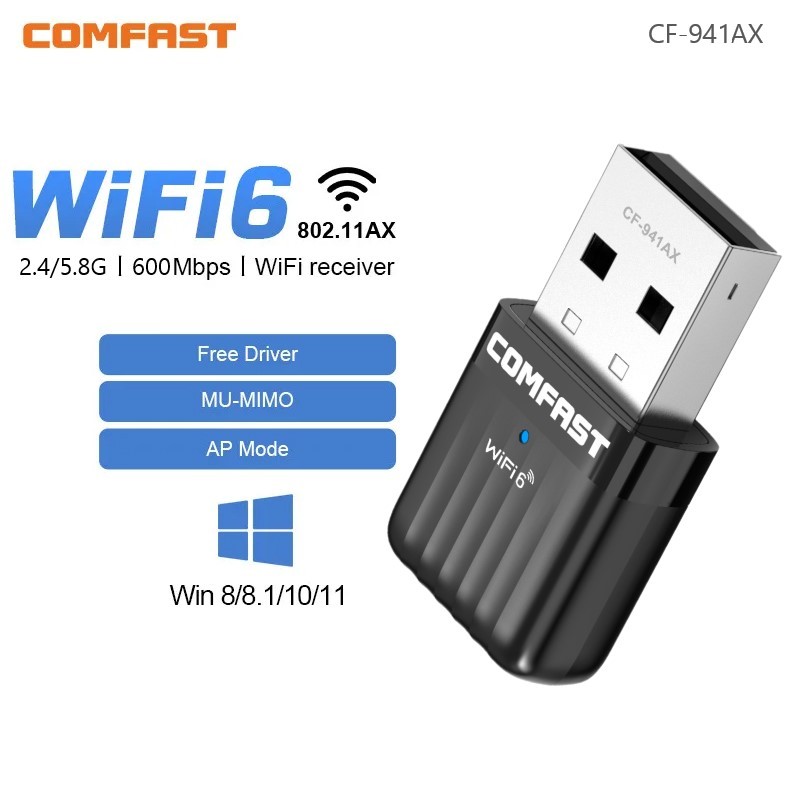 Comfast WiFi 6 USB Adapter AX600 WiFi Thu 2.4GHz & 5.8GHz USB WiFi ...