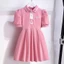 Trẻ Em Phong Cách Mới Thời Trang Váy Ngắn Tay Thời Trang Bé Gái Preppy Phong Cách Ngọt Ngào Xếp Ly Đầm Công Chúa