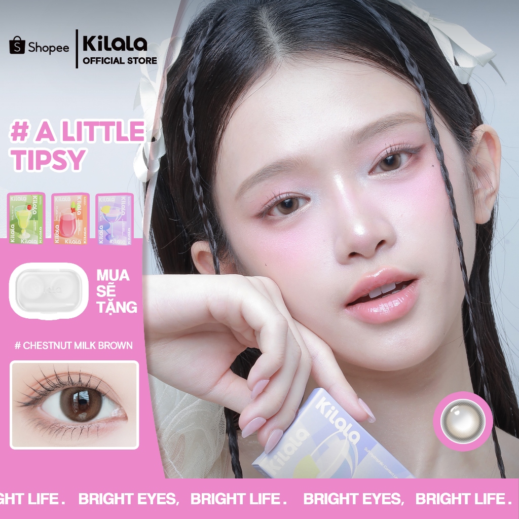 Kính áp tròng Kilala màu nâu Chestnut Milk Brown/Whiskey Brown lens cận ...