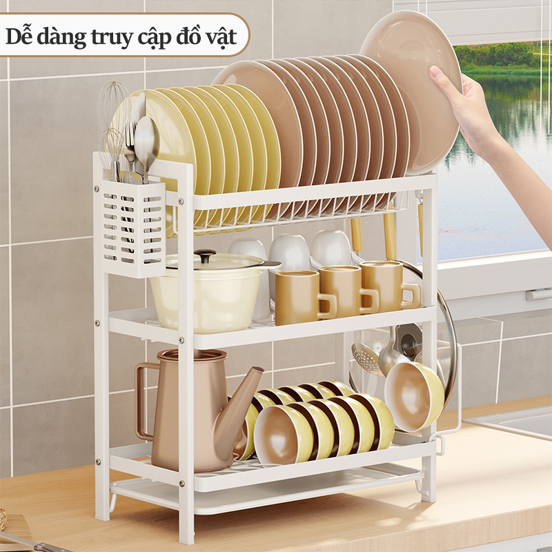 Cambond 2/3 Tầng Kệ Bếp Đĩa Đa Năng Thoát Nước Đĩa Giá Phơi Đĩa Tổ Chức Kệ Bảo Quản Giá Bếp