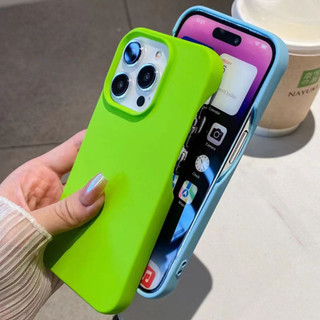 Kẹo Màu Mỏng Vuông Silicon Mềm Nửa Gói Ốp lưng Không Khung Cho iPhone 17 16 15 14 13 12 11 Pro Max Plus Matte Chống Sốc Ốp Lưng