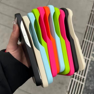 Kẹo Màu Mỏng Vuông Silicon Mềm Nửa Gói Ốp lưng Không Khung Cho iPhone 17 16 15 14 13 12 11 Pro Max Plus Matte Chống Sốc Ốp Lưng