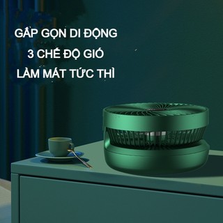 Quạt tích điện mini để bàn 5W Quạt sử dụng pin sạc với đế để bàn kèm móc treo dán tường tiện lợi mini rechargeable desktop fan【Chiosala12】