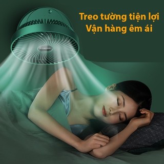 Quạt tích điện mini để bàn 5W Quạt sử dụng pin sạc với đế để bàn kèm móc treo dán tường tiện lợi mini rechargeable desktop fan【Chiosala12】