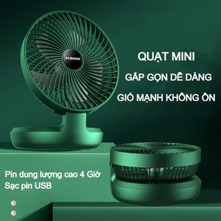 Quạt tích điện mini để bàn 5W Quạt sử dụng pin sạc với đế để bàn kèm móc treo dán tường tiện lợi mini rechargeable desktop fan【Chiosala12】