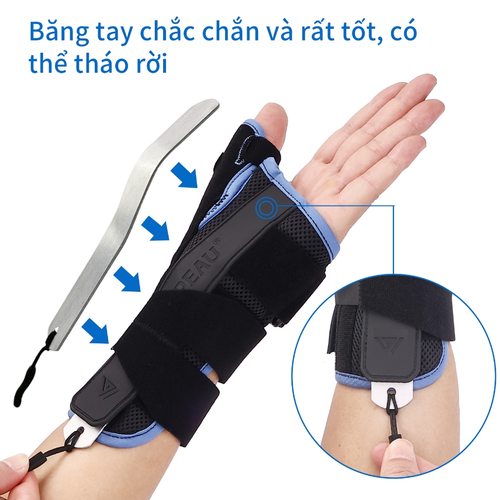 Ảnh Đai đeo bảo vệ cổ tay và bàn tay VELPEAU với nẹp Spica hỗ trợ điều trị hội chứng De Quervain, hội chứng cổ tay, viêm khớp, viêm cơ, vết thương và giảm đau chấn thương thể thao. 3