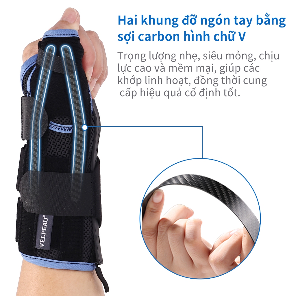 Ảnh Đai đeo bảo vệ cổ tay và bàn tay VELPEAU với nẹp Spica hỗ trợ điều trị hội chứng De Quervain, hội chứng cổ tay, viêm khớp, viêm cơ, vết thương và giảm đau chấn thương thể thao. 4