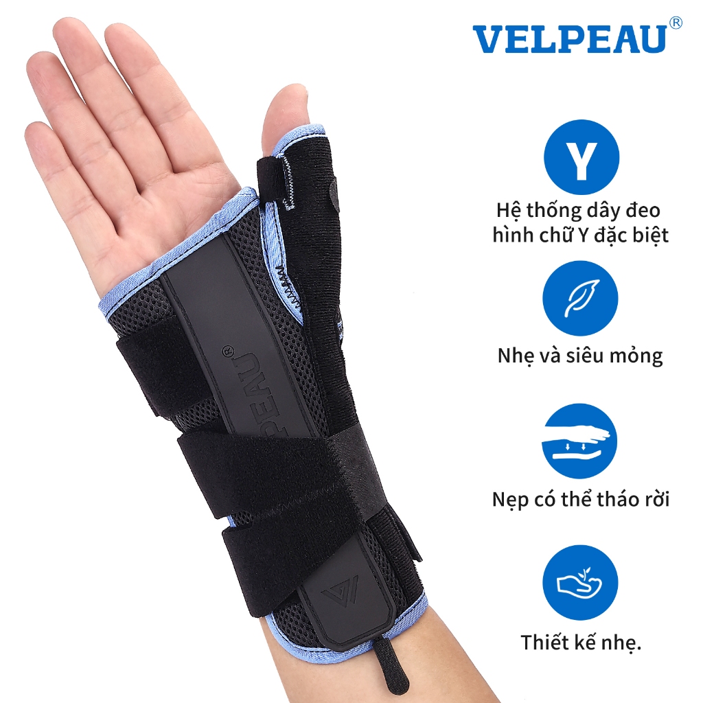 Ảnh Đai đeo bảo vệ cổ tay và bàn tay VELPEAU với nẹp Spica hỗ trợ điều trị hội chứng De Quervain, hội chứng cổ tay, viêm khớp, viêm cơ, vết thương và giảm đau chấn thương thể thao. 1