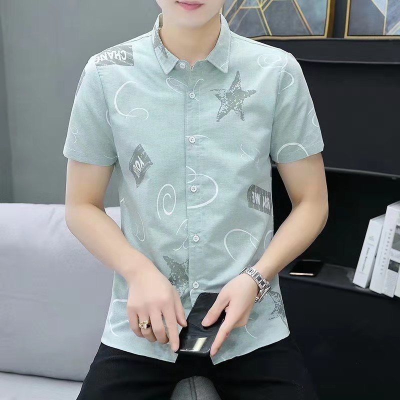 Áo Sơ Mi Công Sở In Hình Thời Trang Nam Áo Sơ Mi Tay Ngắn Kẻ Sọc Mùa Hè Áo Sơ Mi Thường Ngày