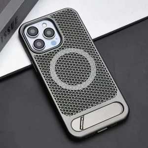 Ốp điện thoại giá đỡ từ tính làm mát cho iPhone 15 14 13 12 Pro Max ip 14 / 15 Plus 11 Vỏ bảo vệ lỗ tổ ong chống sốc