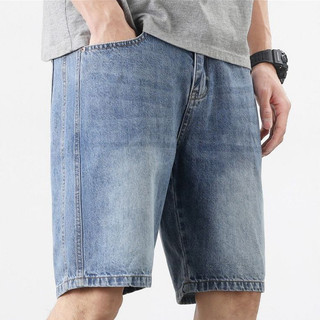 Quần jean nam ESEA mùa hè Mỹ retro bảo hộ lao động chống mài mòn thoải mái quần short dáng rộng