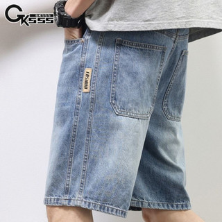 Quần jean nam Gksss mùa hè Mỹ retro bảo hộ lao động chống mài mòn thoải mái quần short dáng rộng thông thường