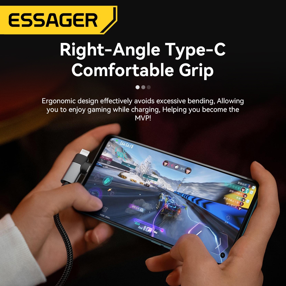 Ảnh Essager 65W Type C / USB-A sang L + C Cáp Sạc Nhanh 2 Trong 1 Cho ip 5 ~ 16 Huawei 4