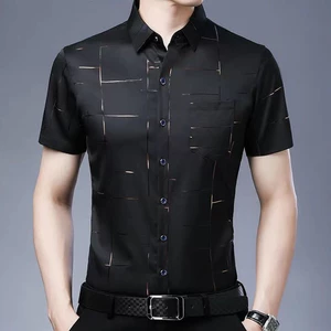 Thời Trang Tay Ngắn Nam In Hình Áo Sơ Mi Mùa Hè Áo Sơ Mi Hoa Rời Lụa Công Sở Áo Sơ Mi