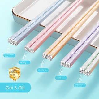 Set 5 Đôi Đũa Ăn Kháng Khuẩn Chống Trượt Chịu Nhiệt Độ Cao Chopsticks【Chiosala12】