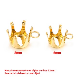 Giá đỡ máy khoan sáu móng bằng thép không gỉ Giá đỡ kim cương vàng 18K Đế tự làm Phụ kiện trang sức Vật liệu thủ công 6 / 8mm Vòng khoan móng vuốt Giá đỡ rỗng
