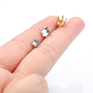 Giá đỡ máy khoan sáu móng bằng thép không gỉ Giá đỡ kim cương vàng 18K Đế tự làm Phụ kiện trang sức Vật liệu thủ công 6 / 8mm Vòng khoan móng vuốt Giá đỡ rỗng