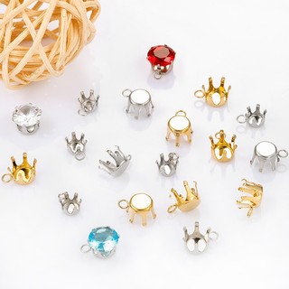 Giá đỡ máy khoan sáu móng bằng thép không gỉ Giá đỡ kim cương vàng 18K Đế tự làm Phụ kiện trang sức Vật liệu thủ công 6 / 8mm Vòng khoan móng vuốt Giá đỡ rỗng