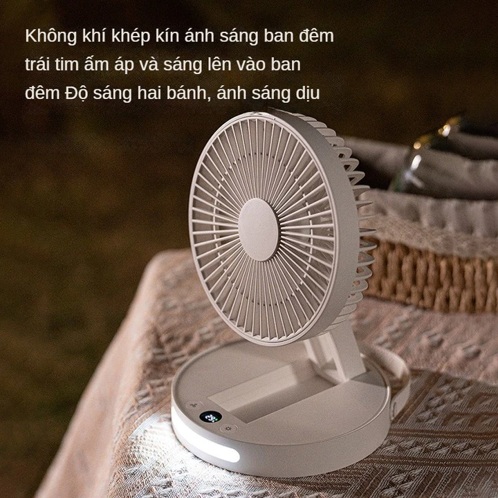 Quạt để bàn, Quạt mini để bàn, Quạt mini có đèn, quạt tích điện mini cầm tay, quạt cầm tay sạc điện – 6