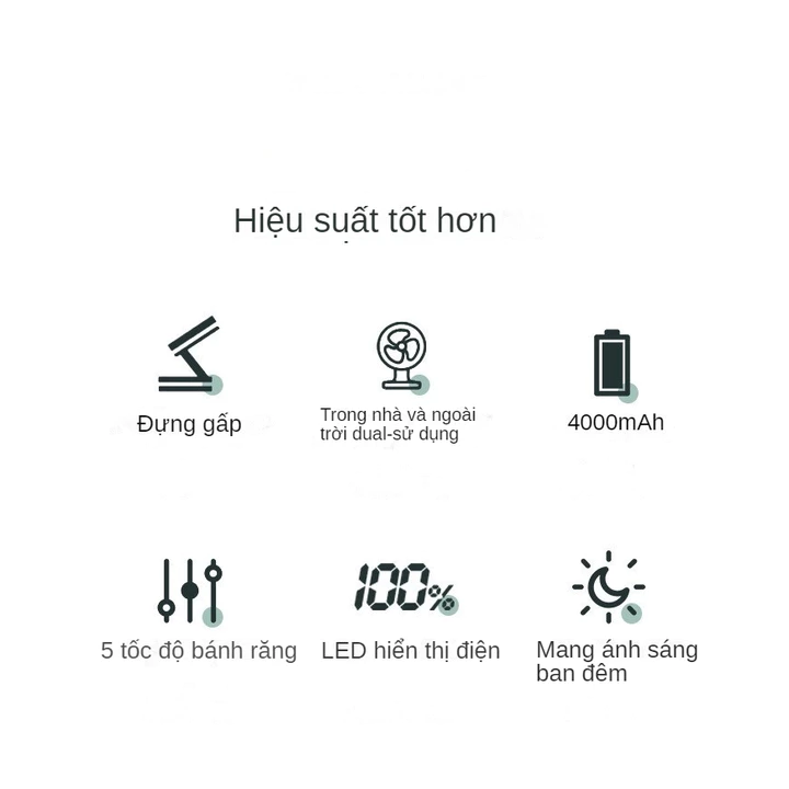 Quạt để bàn, Quạt mini để bàn, Quạt mini có đèn, quạt tích điện mini cầm tay, quạt cầm tay sạc điện – 5