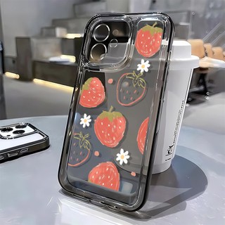 Ốp Điện Thoại Dâu Tây Cho iPhone 15 11 12 13 14 Pro MAX XR 7 8 Plus XS MAX X SE 2020 Bao Chống Sốc Trong Suốt