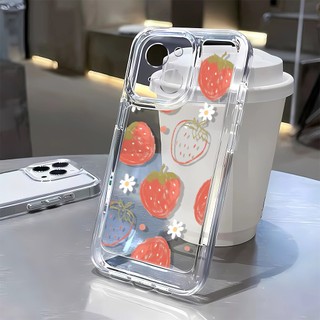Ốp Điện Thoại Dâu Tây Cho iPhone 15 11 12 13 14 Pro MAX XR 7 8 Plus XS MAX X SE 2020 Bao Chống Sốc Trong Suốt