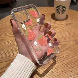 Ốp Điện Thoại Dâu Tây Cho iPhone 15 11 12 13 14 Pro MAX XR 7 8 Plus XS MAX X SE 2020 Bao Chống Sốc Trong Suốt